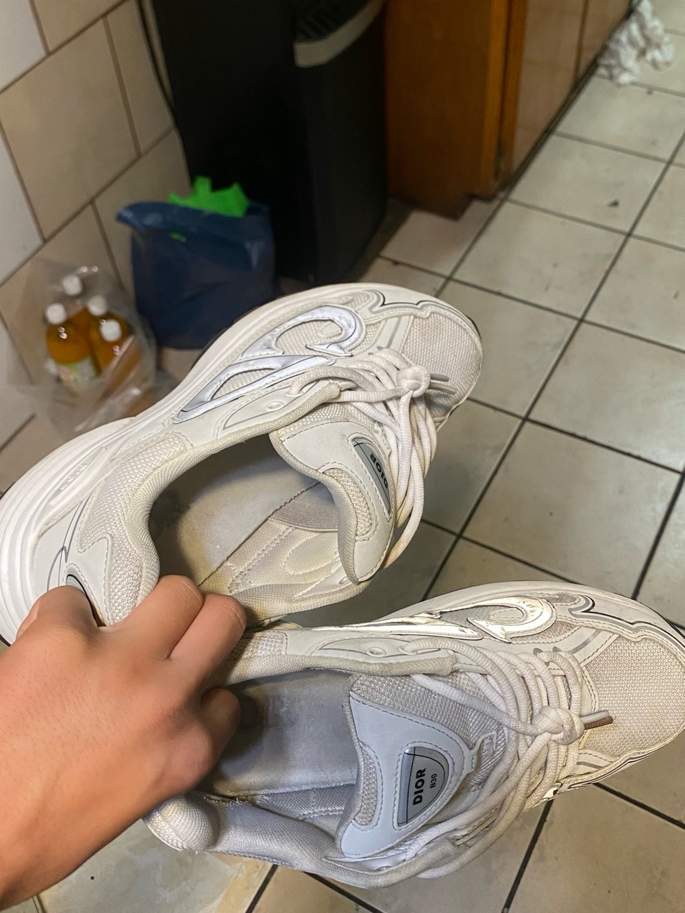 Dior White Leather & Mesh Sneaker with Reflective CD Detail B30 - Picture 2 of 2